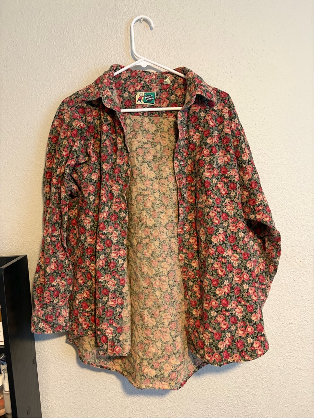 Floral vintage 100% cotton Button-Down Shirt  - Pink & Green